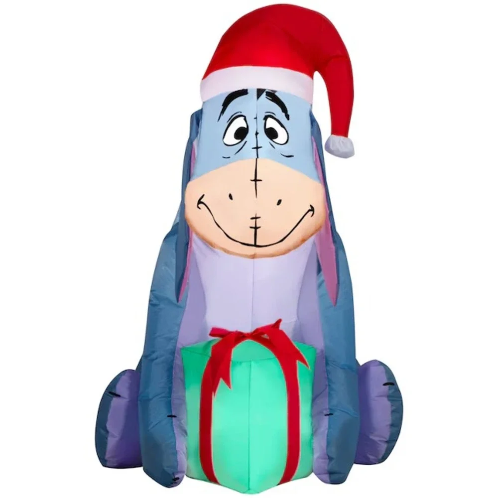 Disney 3.5-ft Lighted Winnie-the-Pooh Eeyore Santa Hat Christmas Inflatable‎ NEW